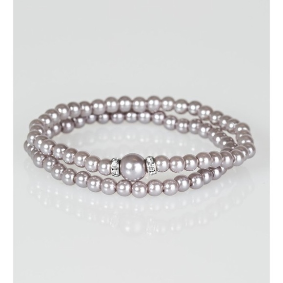 Silver pearl bracelet with diamonds - Picture 1 of 1